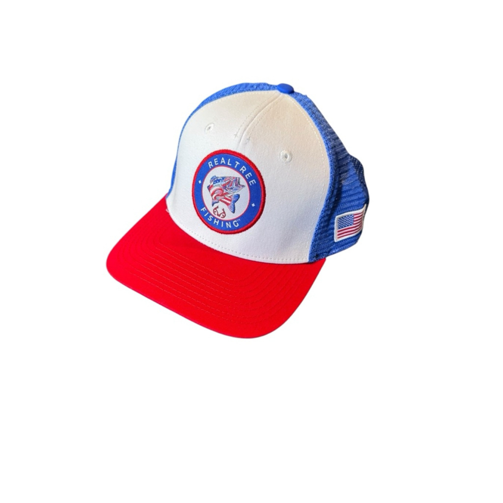 Men's Realtree Fishing Hat Adjustable Red White Blue